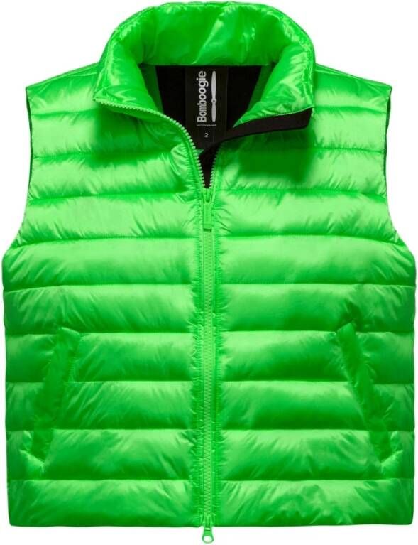 BomBoogie Comfy Gewatteerd Vest met Synthetische Vulling en Hoge Kraag Groen Dames