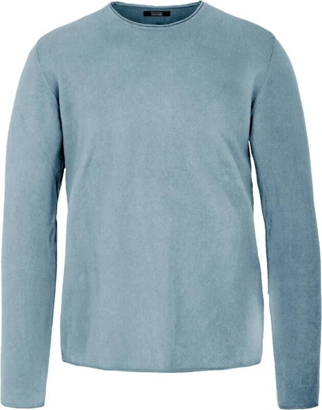BomBoogie Crew Neck Gebreide Trui met Omgerolde Zoom Blauw Heren