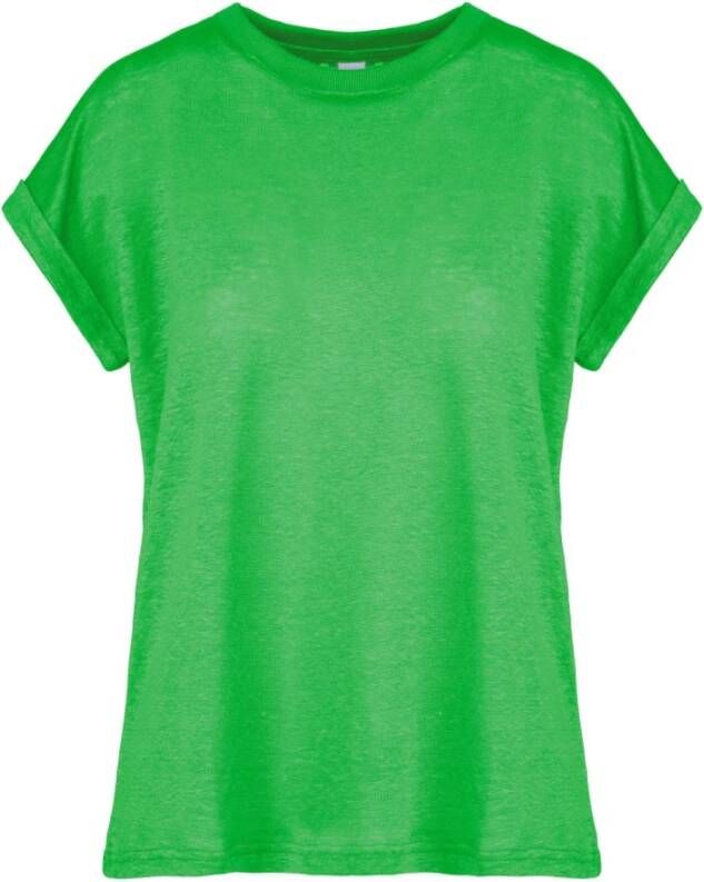 BomBoogie Dames T-shirt met opgerolde mouwen Groen Dames
