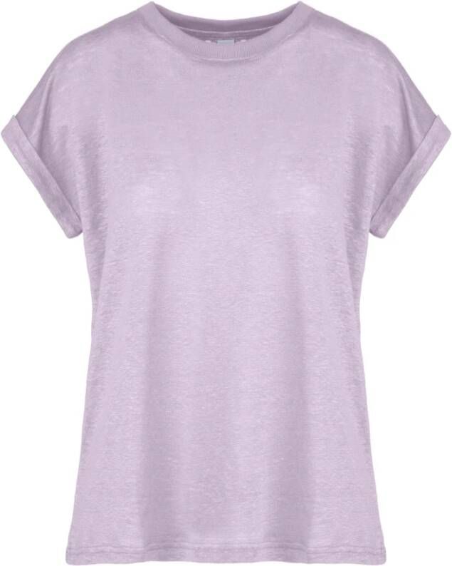 BomBoogie Dames T-shirt met opgerolde mouwen Paars Dames