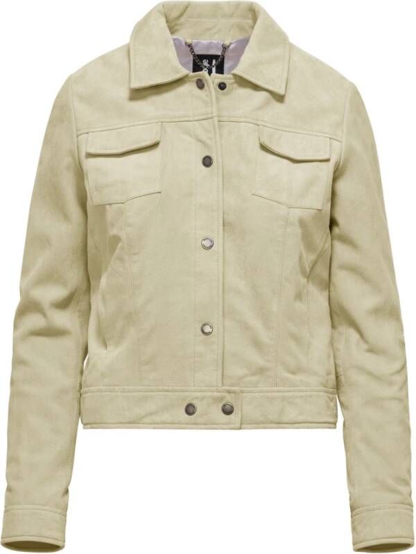 BomBoogie Suède Leren Jas Slim Fit Beige Dames