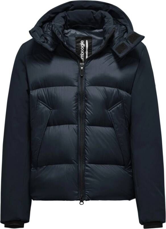 BomBoogie Donsjack van twee materialen met donsvulling Blauw Heren