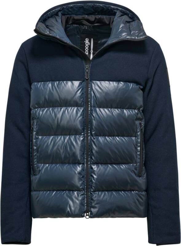 BomBoogie Donsjack van twee materialen met Maxi-capuchon Blauw Heren