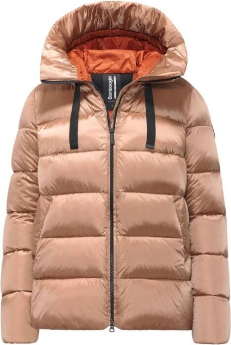 BomBoogie Bright Nylon Rome Donsjas Korte A-lijn Hoodie Rood Dames