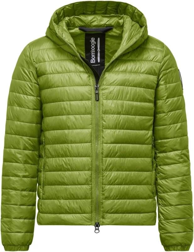BomBoogie Gewatteerde Nylon Micro-Ripstop Jas met Capuchon Green Heren