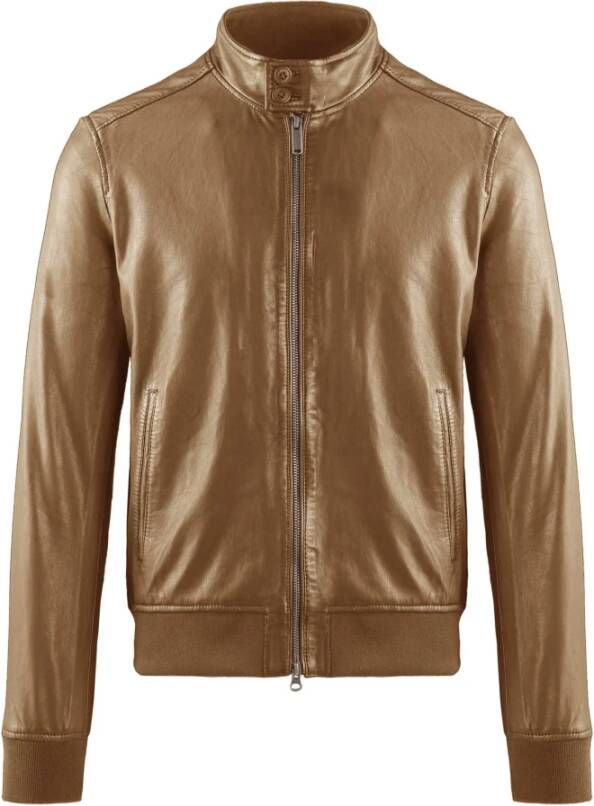 BomBoogie Friz Leren Bomberjack Bruin Heren