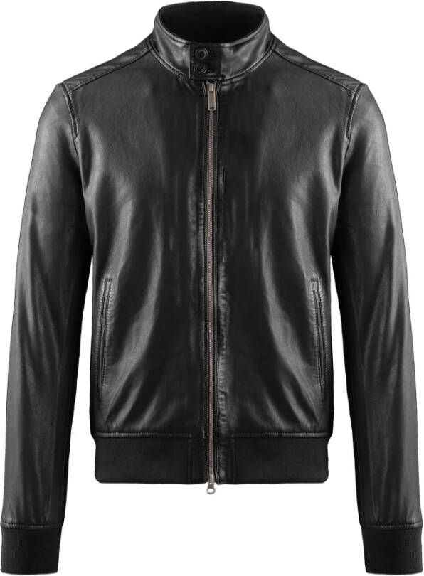 BomBoogie Friz Leren Bomberjack Zwart Heren