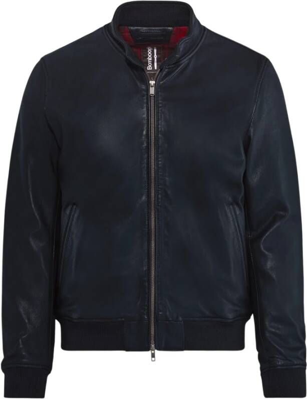 BomBoogie Friz Leren Jas Blauw Heren