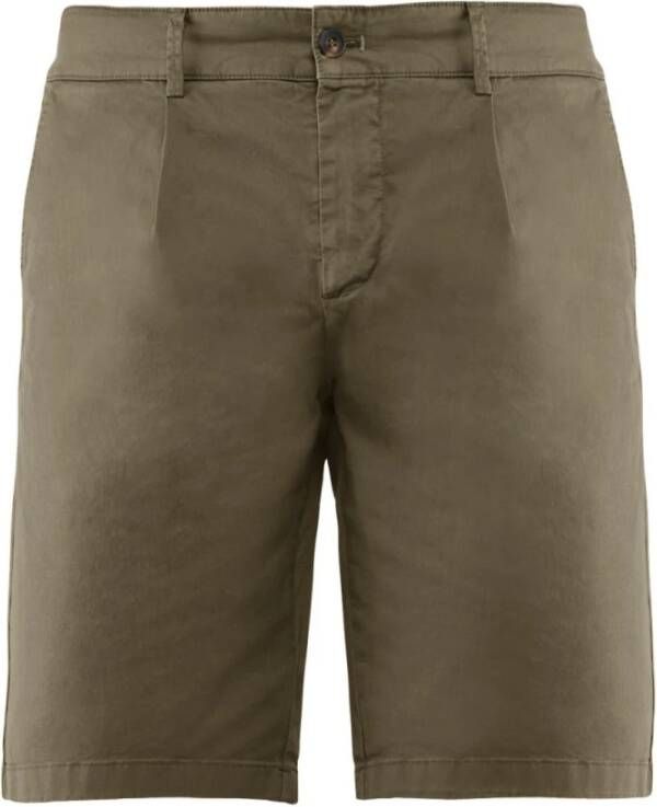 BomBoogie Stretch Katoenen Gabardine Slim Fit Chino Bermuda Shorts Beige Heren