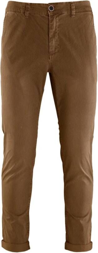 BomBoogie Gestreepte Gabardine Chino Broek Bruin Heren