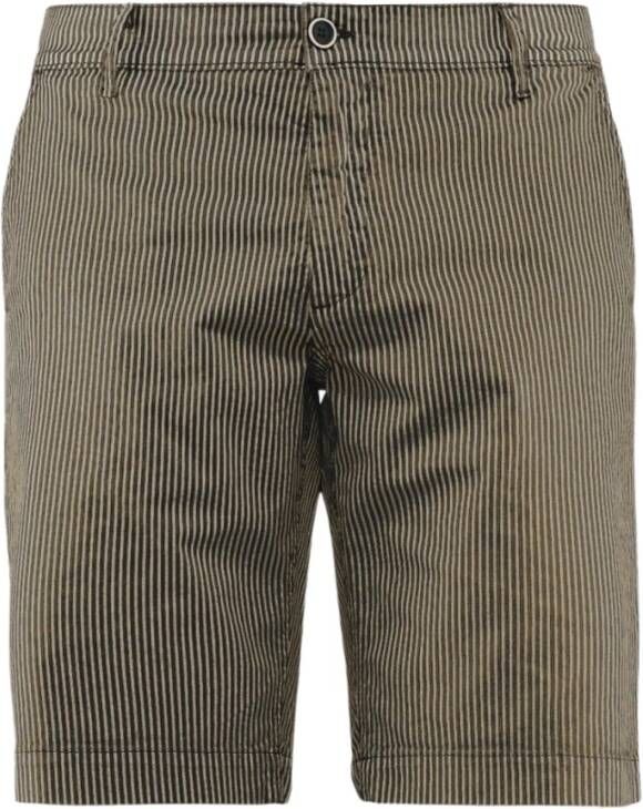 BomBoogie Pinstripe Chino Shorts in Stretch Cotton Gabardine Beige Heren