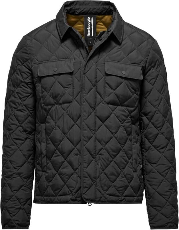BomBoogie Gewatteerde Diamond Shirt-Jacket Zwart Heren