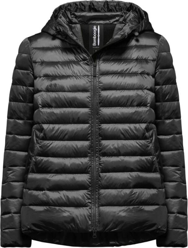 BomBoogie Glanzende Nylon Comfy Jas met Synthetische Veren Vulling Zwart Dames
