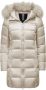 BomBoogie Heldere Nylon Bont Gevoerde Puffer Beige Dames - Thumbnail 1