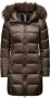 BomBoogie Heldere Nylon Hooded Bont Puffer Bruin Dames - Thumbnail 1