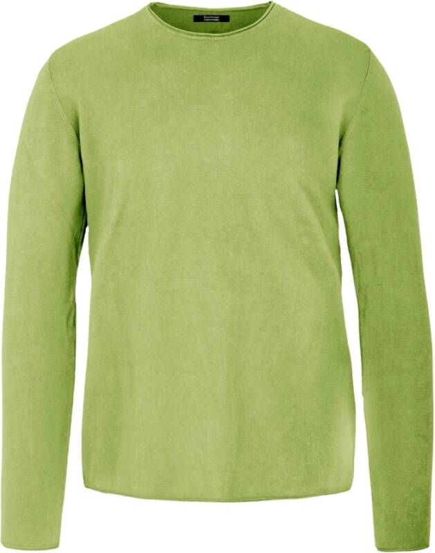 BomBoogie Heren Crew-Neck Gebreide Trui met Omgerolde Zoom Groen Heren