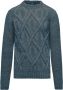 BomBoogie Heren Pullover met Diamantpatroon van Wolmix Blauw Heren - Thumbnail 1