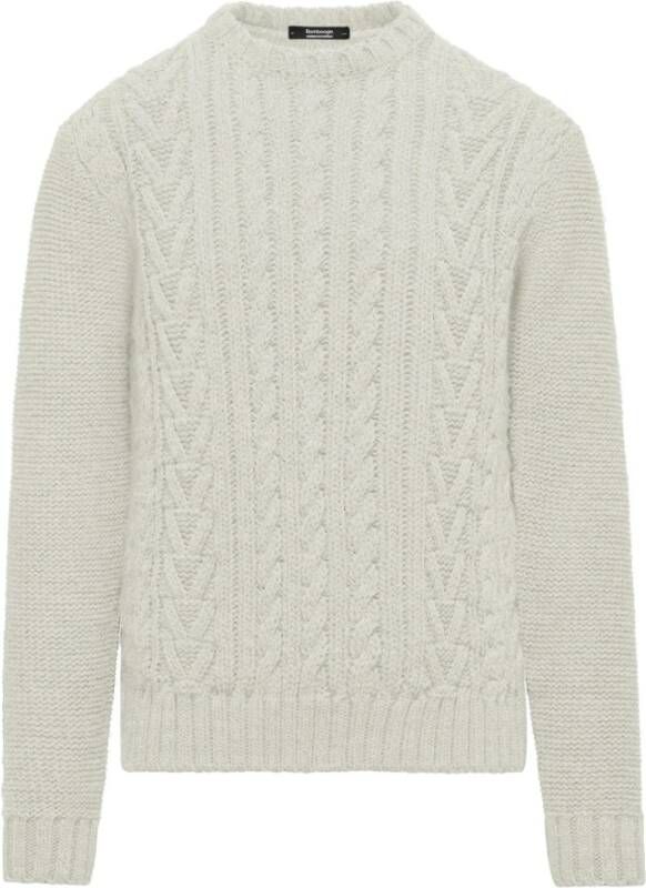 BomBoogie Heren Pullover van Gemengde Wol met Diamantsteek Wit Heren