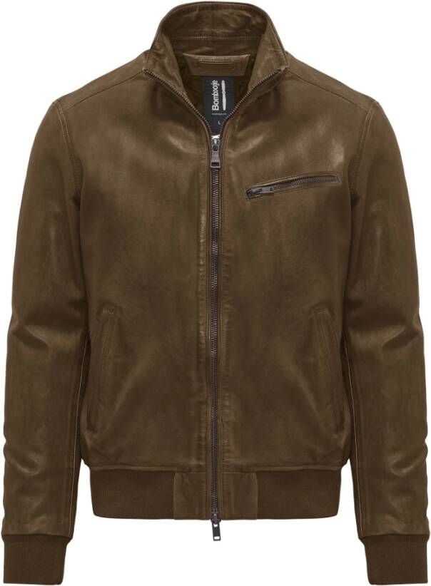 BomBoogie Jmfooplmi Leren Bomberjack Bruin Heren