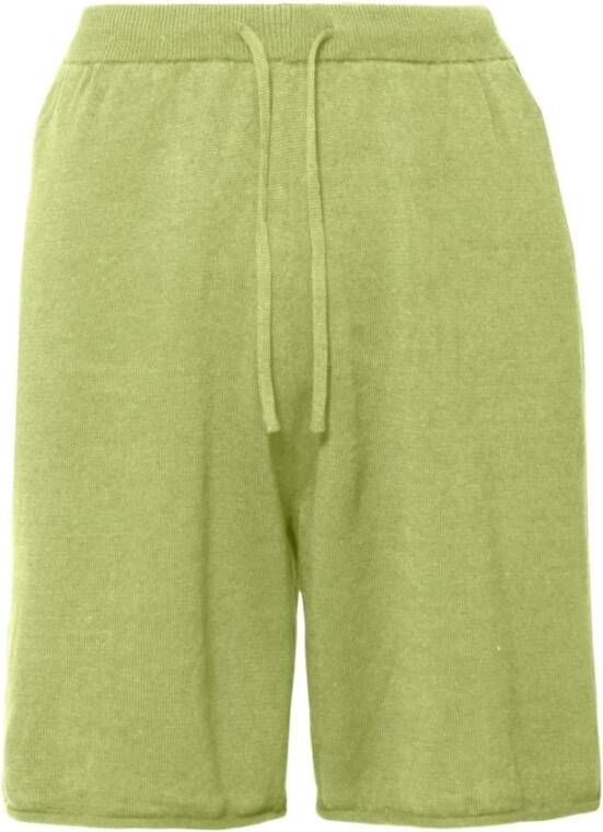 BomBoogie Katoen Linnen Jersey Koord Bermuda Shorts Groen Dames