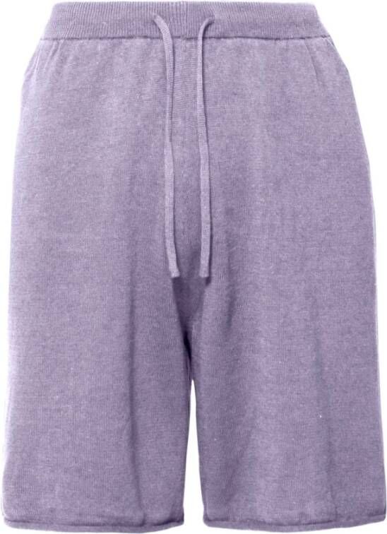 BomBoogie Katoen-Linnen Jersey Trekkoord Bermuda Shorts Paars Dames