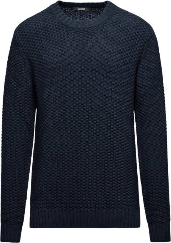 BomBoogie Katoen-Wol Mix Ronde Hals Trui Blauw Heren