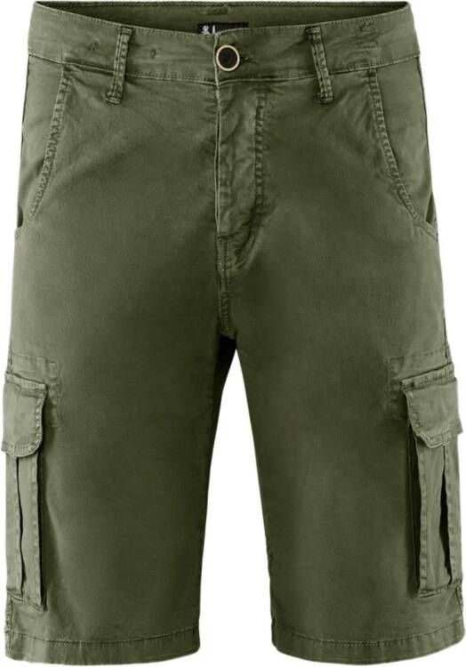 BomBoogie Katoenen Gabardine Cargo Bermuda Shorts Groen Heren