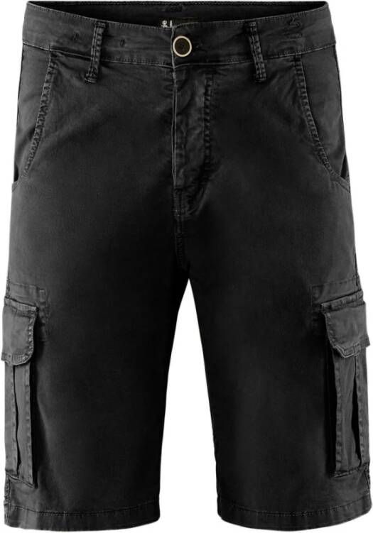 BomBoogie Katoenen Gabardine Cargo Bermuda Shorts Zwart Heren