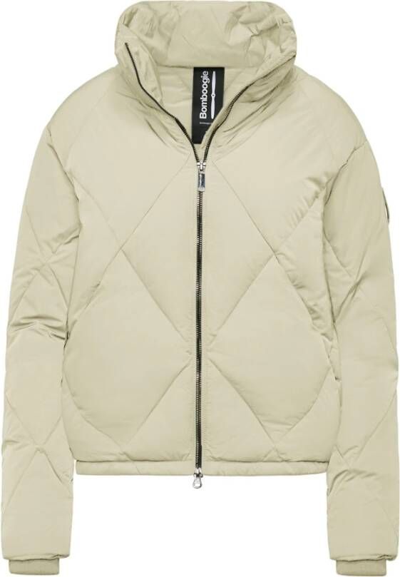 BomBoogie Korte Nylon Donsjas met Diamant Quilting Beige Dames