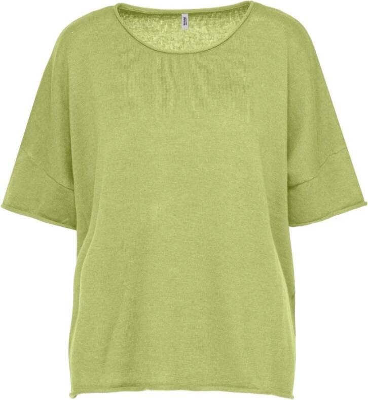 BomBoogie Kortemouwensweatshirt van katoen-linnenmix Groen Dames