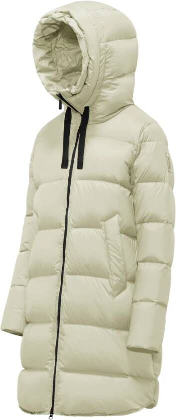BomBoogie Lange Gewatteerde Jas van Gerecycled Nylon Gen?ve White Dames