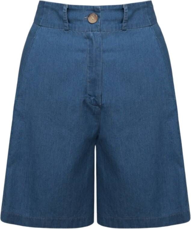 BomBoogie Lichtblauwe Chambray Katoenen Shorts Blauw Dames
