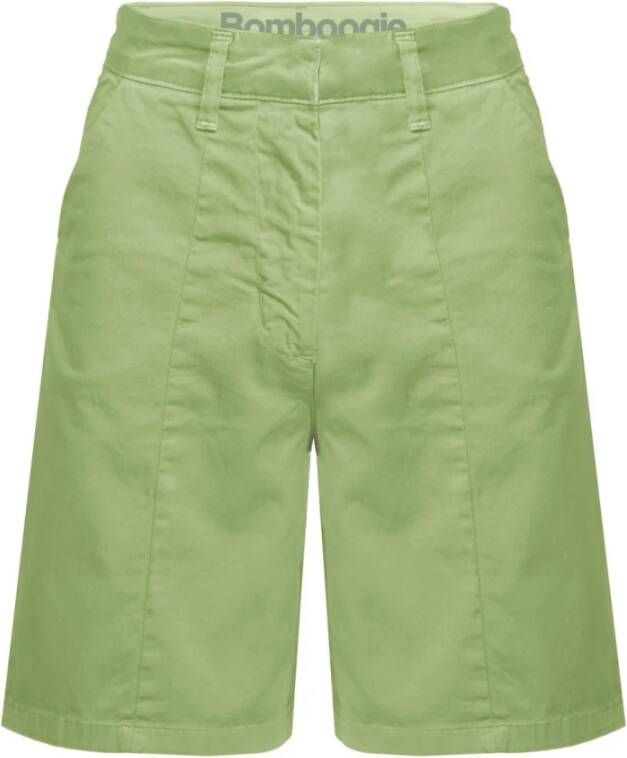 BomBoogie Lichtgewicht katoenen twill Bermuda shorts Groen Dames