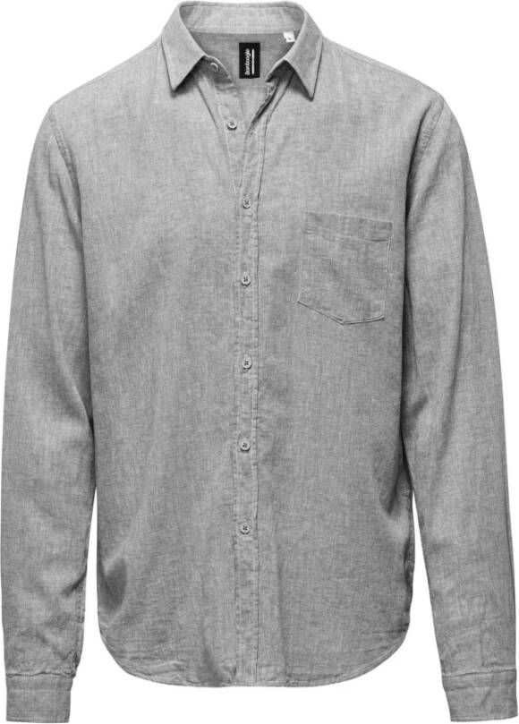 BomBoogie Linen Cotton Shirt with Pocket Grijs Heren