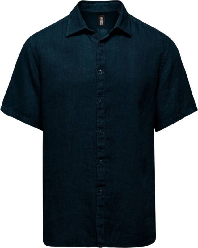BomBoogie Linnen Overhemd met Korte Mouwen Blauw Heren