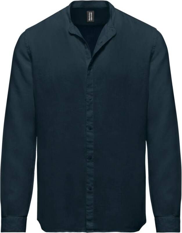 BomBoogie Linnen overhemd met mandarijnkraag Blauw Heren