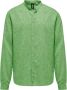 BomBoogie Linnen Katoenen Mandarin Kraag Shirt Green Heren - Thumbnail 1