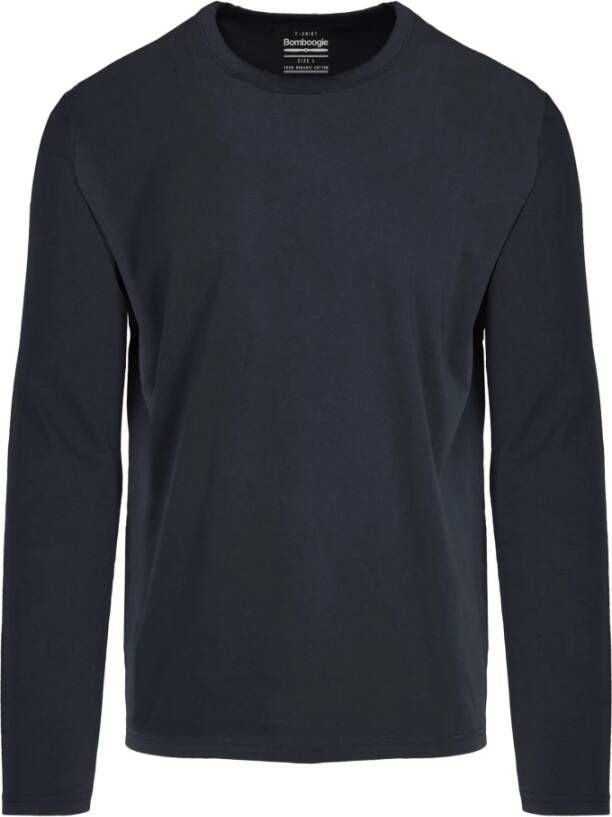 BomBoogie Lange Mouw Ronde Hals Biologisch Katoenen T-Shirt Blue Heren