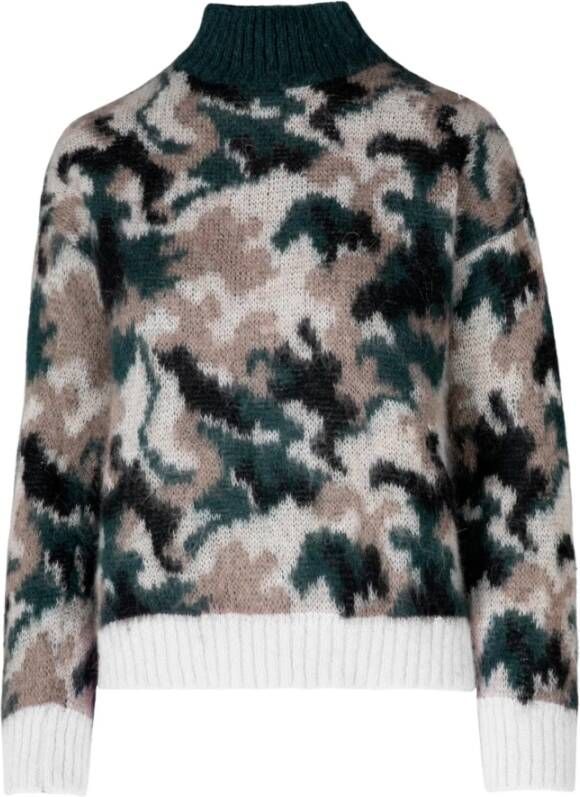 BomBoogie Mohair Blend Camouflage Cardigan Green Dames