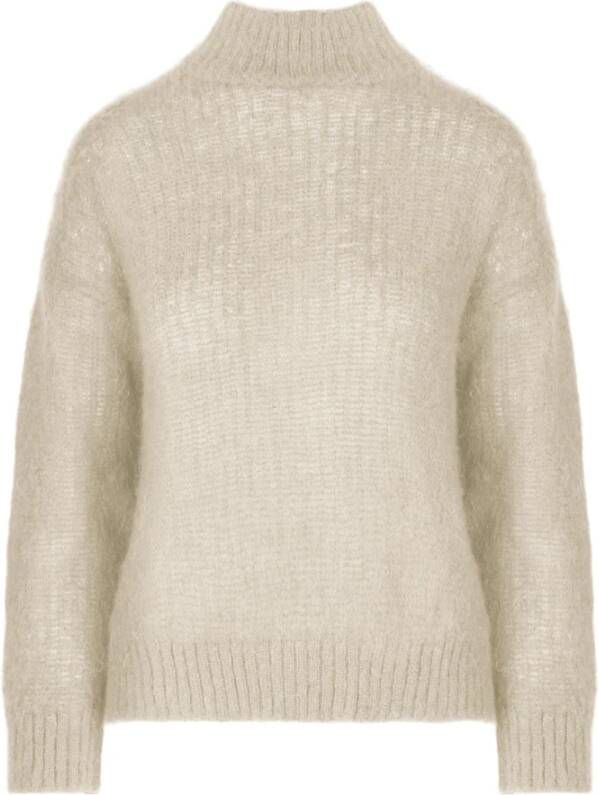 BomBoogie Mohair Blend Gebreide Coltrui Beige Dames