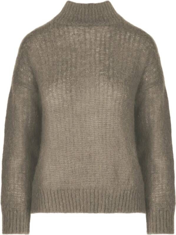 BomBoogie Mohair Blend Gebreide Coltrui Brown Dames