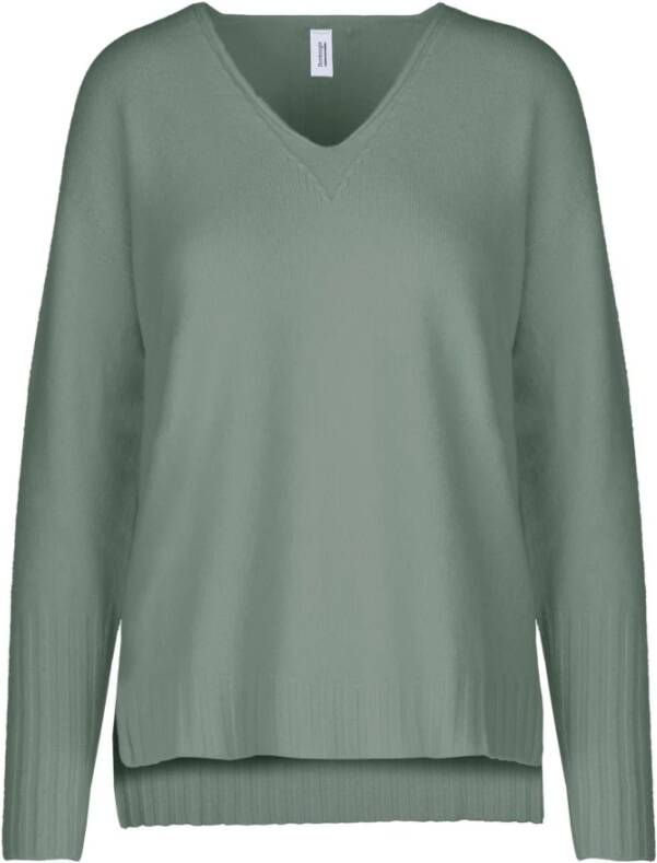 BomBoogie Naadloze V-Hals Pullover Groen Dames