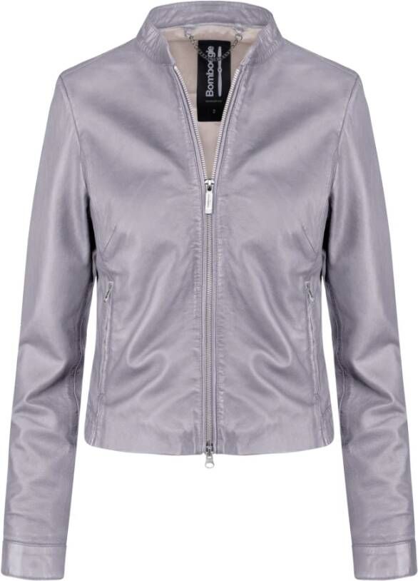 BomBoogie Natt Leren Jas Slim Fit Essentieel Design Paars Dames