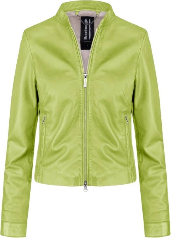 BomBoogie Natt Leren Jas Slim-fit Tijdloos Design Groen Dames