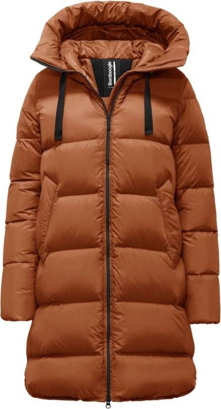 BomBoogie Lange donsjas van gerecycled nylon Geneva Oranje Dames