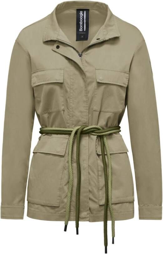 BomBoogie Ongevoerde Veldjas met Twee-Tone Koord Riem Beige Dames