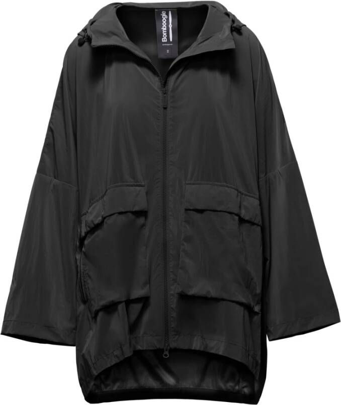BomBoogie Oversized Ongevoerde Regenjas Zwart Dames