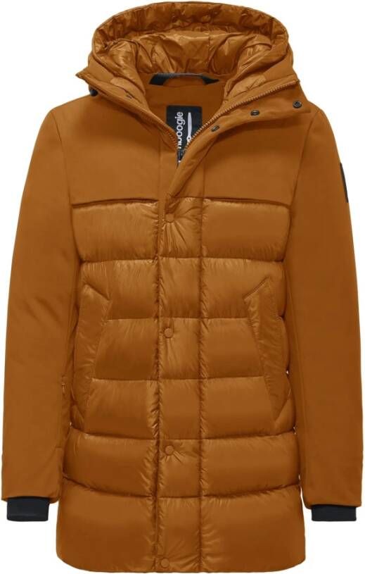 BomBoogie Parka van twee materialen met donsvulling Bruin Heren
