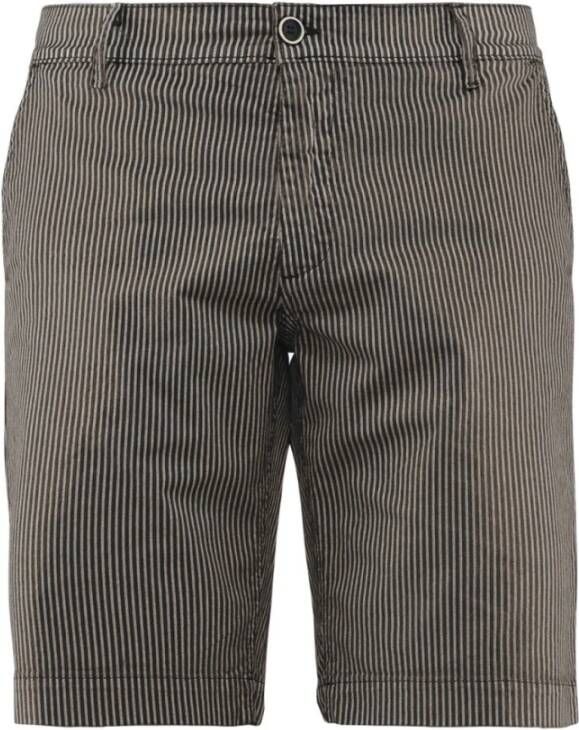 BomBoogie Pinstripe Chino Shorts in Stretch Cotton Gabardine Beige Heren