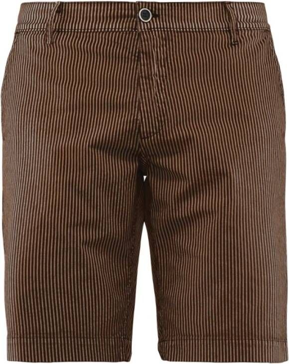 BomBoogie Pinstripe Chino Shorts in Stretch Cotton Gabardine Bruin Heren